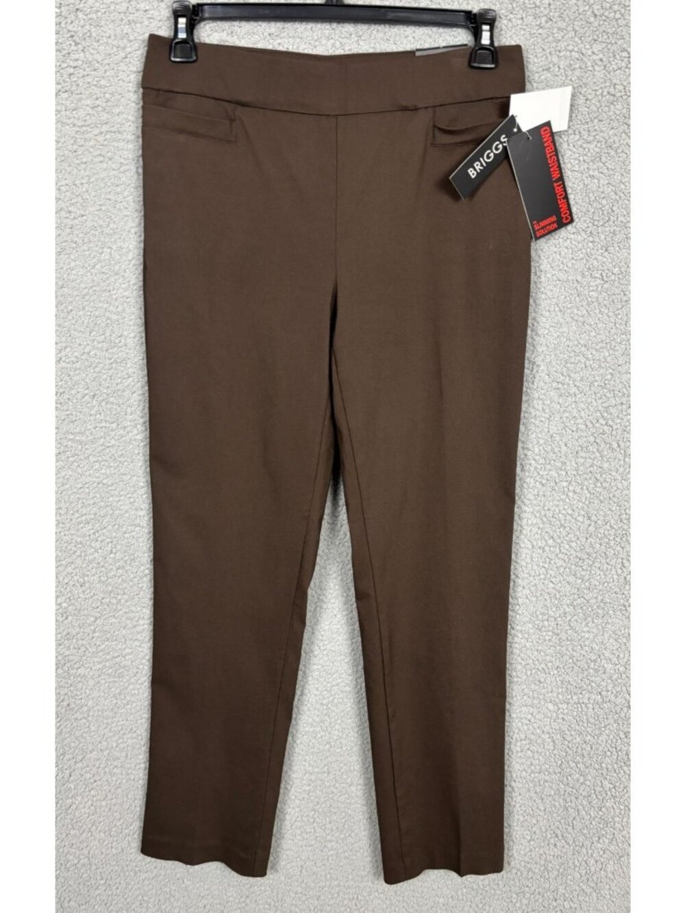 Briggs Women's Super Stretch Millennium Welt Pocket Pull on Pant Brown 8 NWT's.